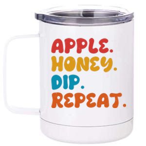 Apple Honey Dip Repeat Rosh Hashanah Jewish New Year 12 oz Stainless Steel Tumbler Cup