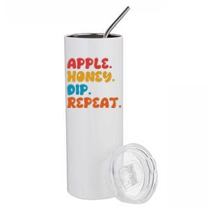 Apple Honey Dip Repeat Rosh Hashanah Jewish New Year Stainless Steel Tumbler