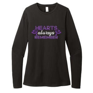 Alzheimer Hearts Dementia Purple Ribbon Awareness Support Womens CVC Long Sleeve Shirt