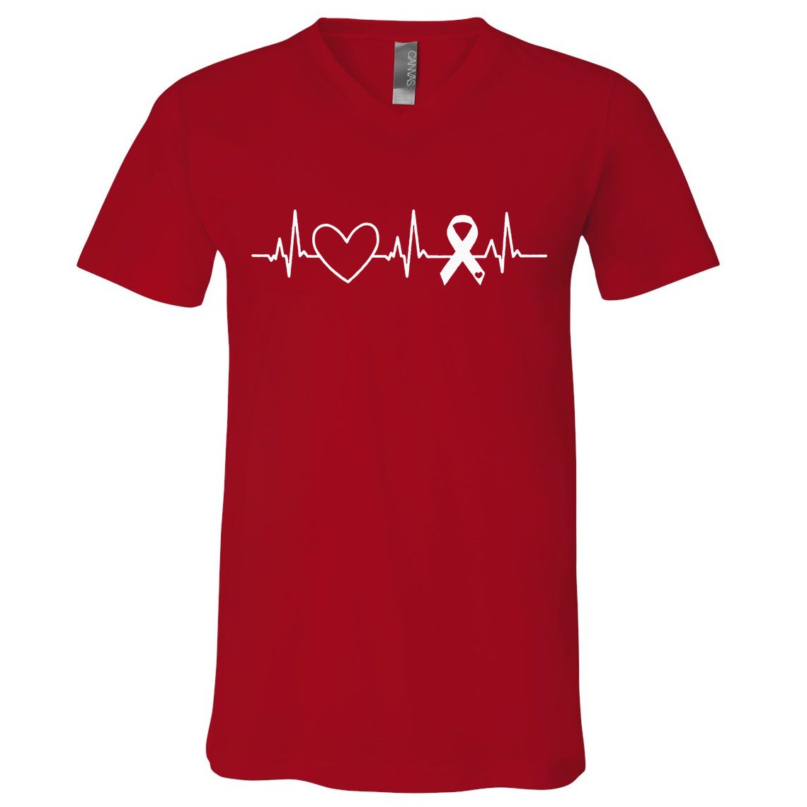 American Heart Disease Awareness Month Ribbon Go Red Heart V-Neck T-Shirt