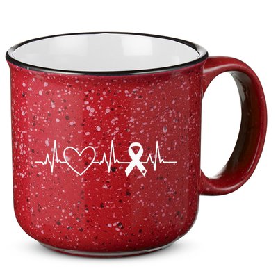 American Heart Disease Awareness Month Ribbon Go Red Heart 15oz Campfire Ceramic Mug