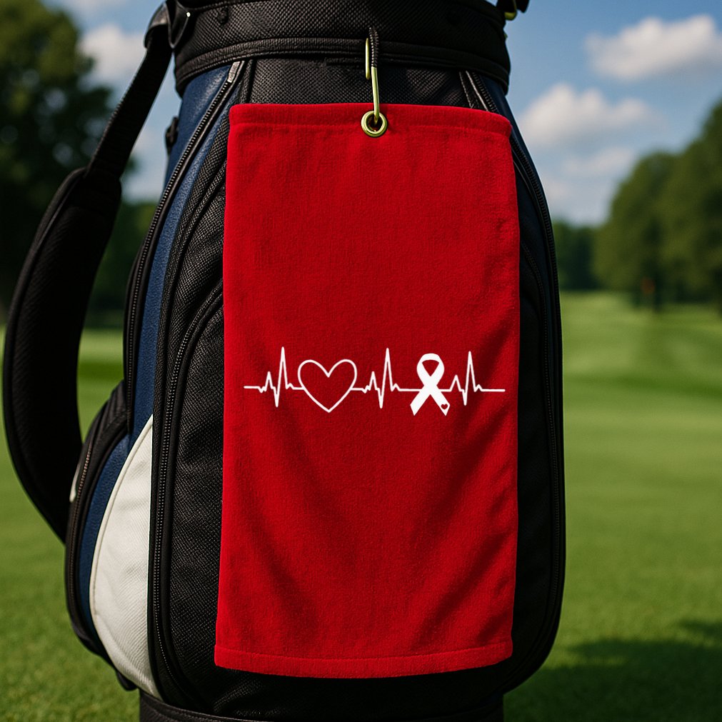 American Heart Disease Awareness Month Ribbon Go Red Heart Golf Towel
