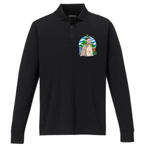 Afghan Hound Dog Christmas Tree Decor Gift Performance Long Sleeve Polo