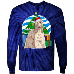 Afghan Hound Dog Christmas Tree Decor Gift Tie-Dye Long Sleeve Shirt