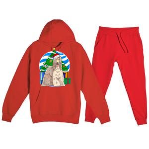 Afghan Hound Dog Christmas Tree Decor Gift Premium Hooded Sweatsuit Set