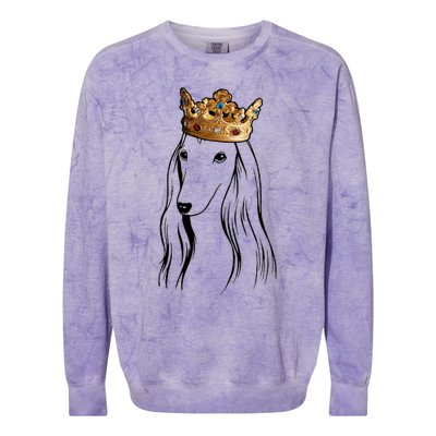 Afghan Hound Dog Wearing Crown Colorblast Crewneck Sweatshirt