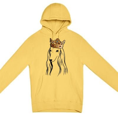 Afghan Hound Dog Wearing Crown Premium Pullover Hoodie