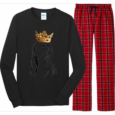 Afghan Hound Dog Wearing Crown Long Sleeve Pajama Set