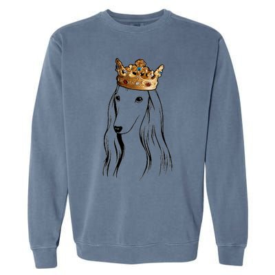 Afghan Hound Dog Wearing Crown Garment-Dyed Sweatshirt