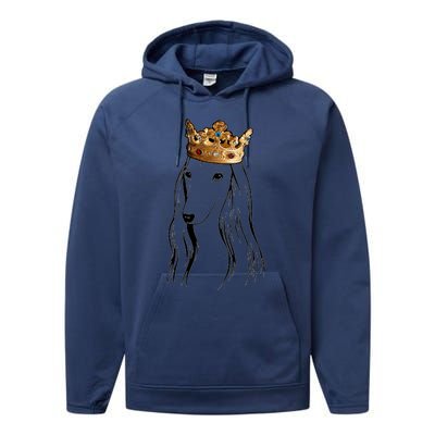 Afghan Hound Dog Wearing Crown Performance Fleece Hoodie