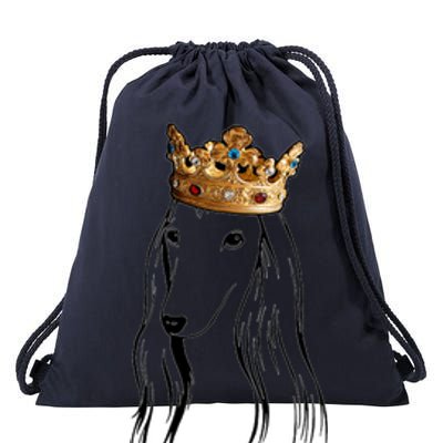 Afghan Hound Dog Wearing Crown Drawstring Bag