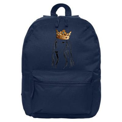 Afghan Hound Dog Wearing Crown 16 in Basic Backpack