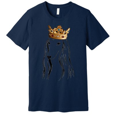 Afghan Hound Dog Wearing Crown Premium T-Shirt