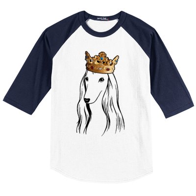 Afghan Hound Dog Wearing Crown Baseball Sleeve Shirt