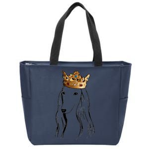 Afghan Hound Dog Wearing Crown Zip Tote Bag