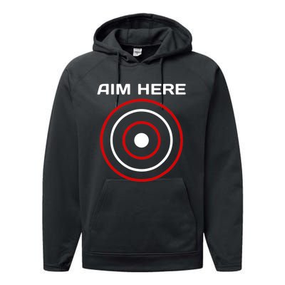 Aim Here Darts Players Bullseye Target Shooting Club Performance Fleece Hoodie