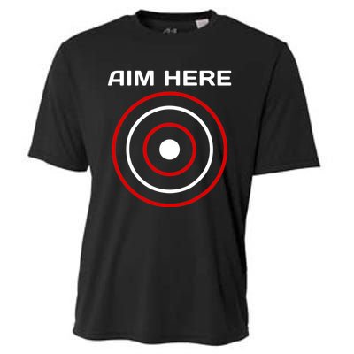 Aim Here Darts Players Bullseye Target Shooting Club Cooling Performance Crew T-Shirt