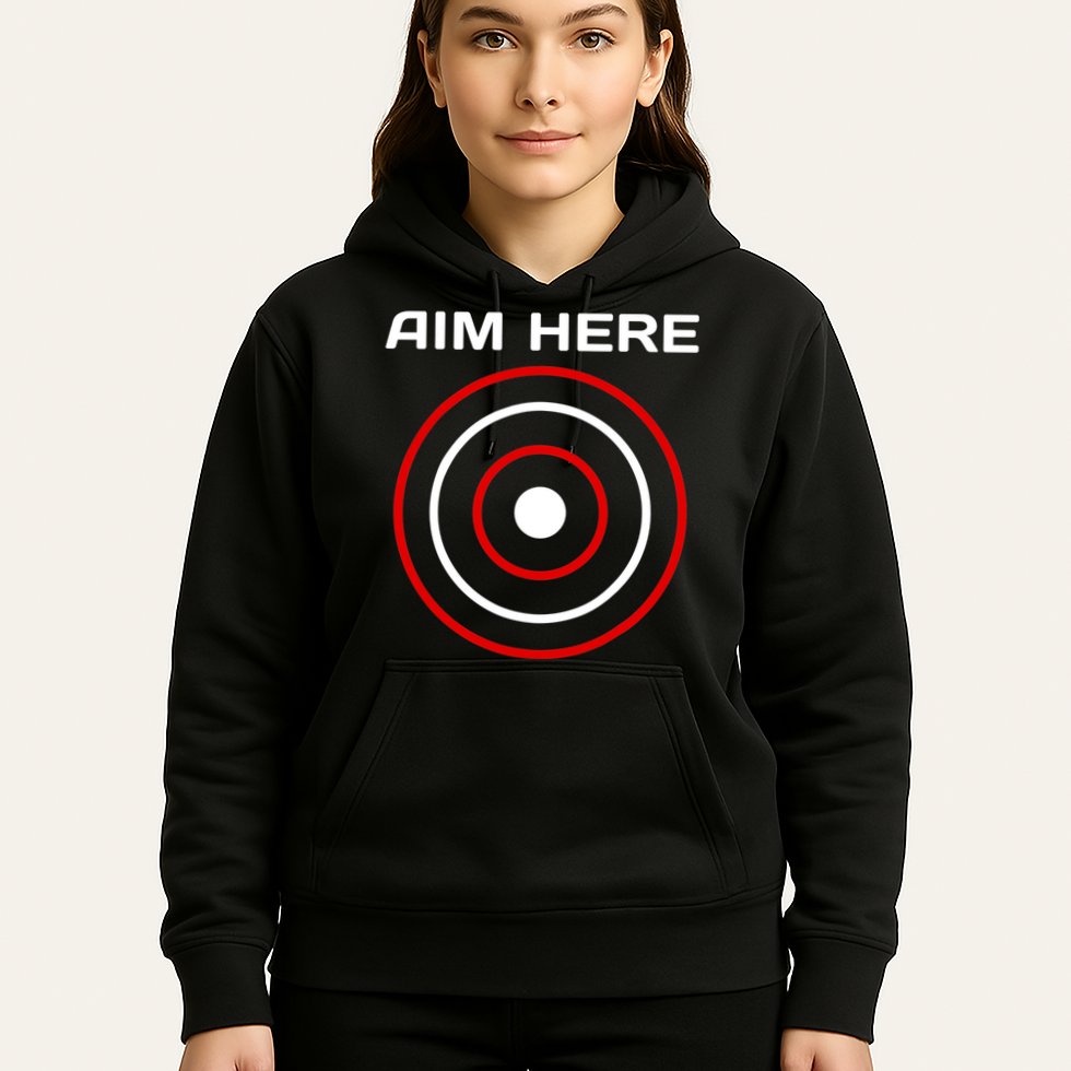 Aim Here Darts Players Bullseye Target Shooting Club Hoodie