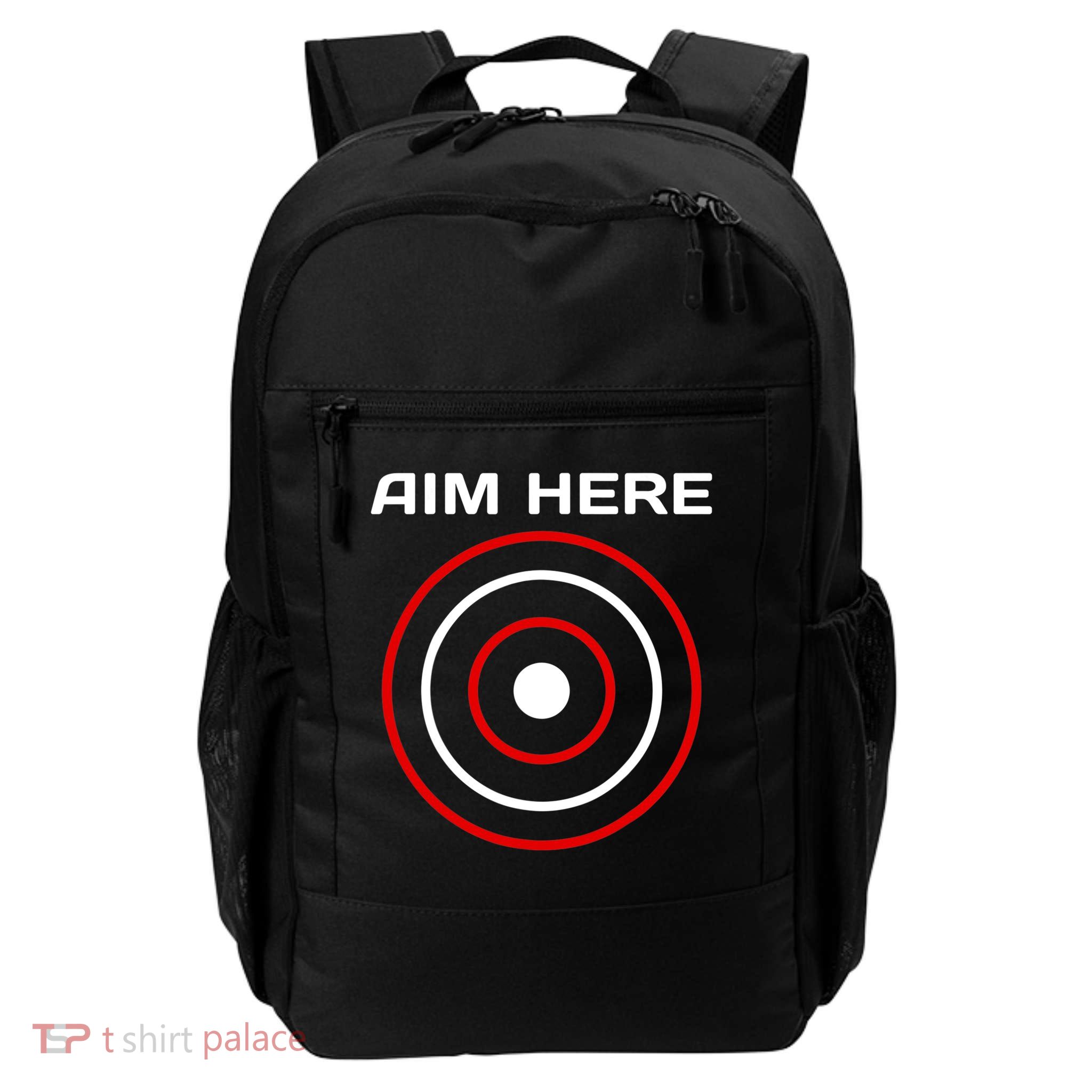 Aim Here Darts Players Bullseye Target Shooting Club Backpack
