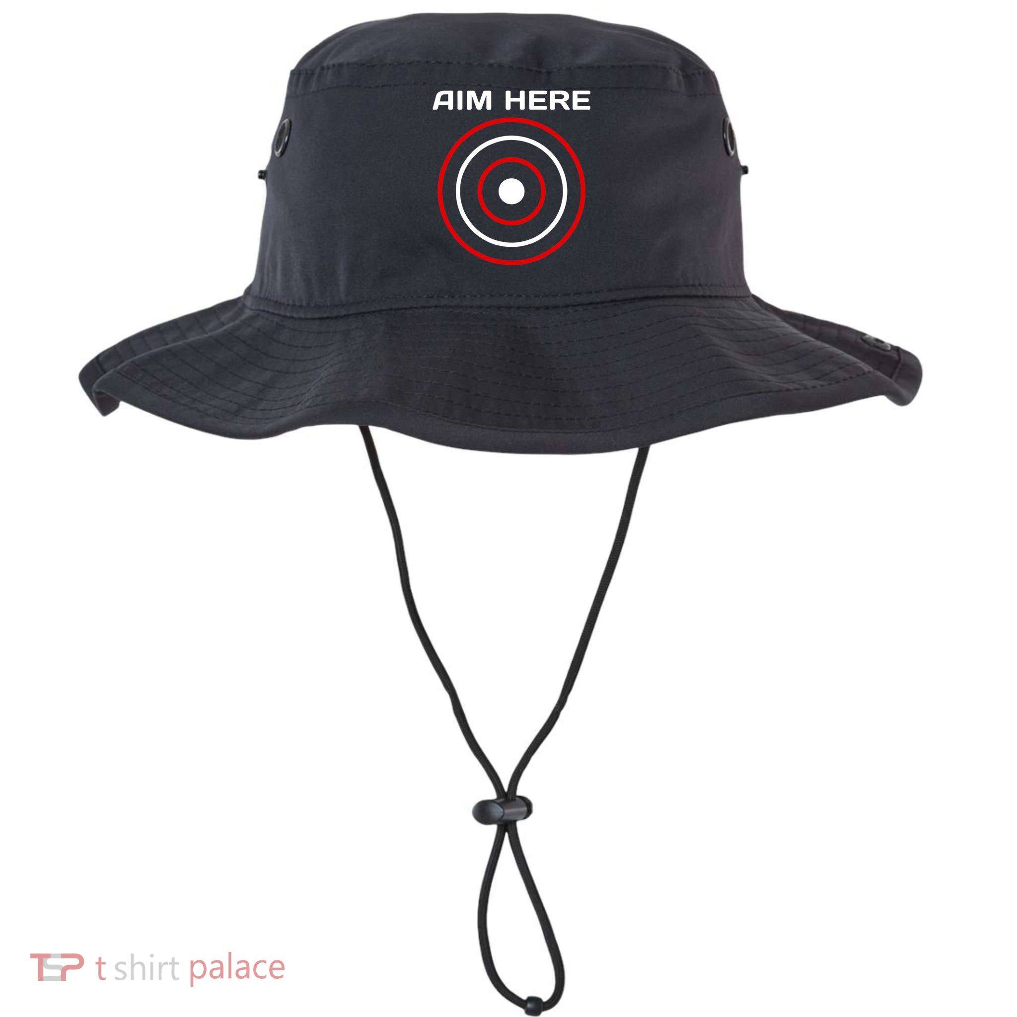 Aim Here Darts Players Bullseye Target Shooting Club Bucket Hat
