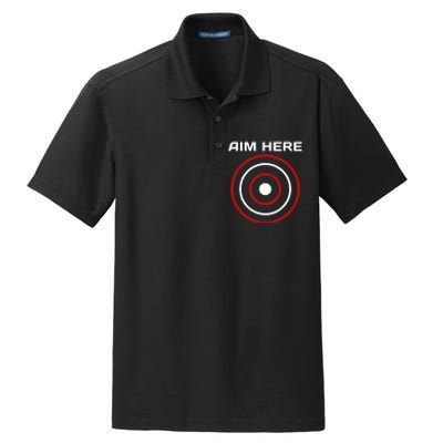 Aim Here Darts Players Bullseye Target Shooting Club Dry Zone Grid Polo