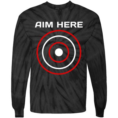 Aim Here Darts Players Bullseye Target Shooting Club Tie-Dye Long Sleeve Shirt