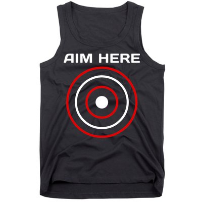 Aim Here Darts Players Bullseye Target Shooting Club Tank Top