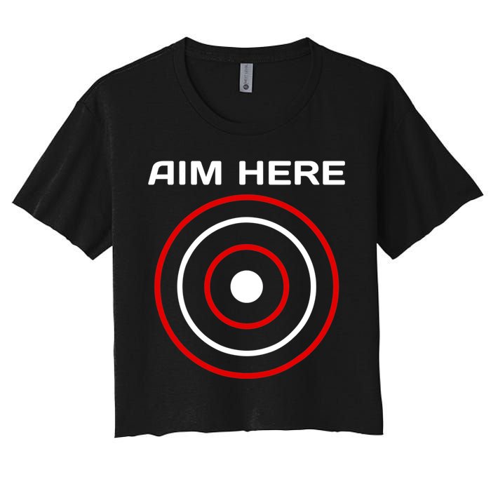 Aim Here Darts Players Bullseye Target Shooting Club Women's Crop Top Tee