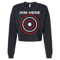 Aim Here Darts Players Bullseye Target Shooting Club Cropped Pullover Crew