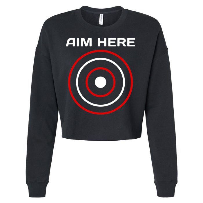Aim Here Darts Players Bullseye Target Shooting Club Cropped Pullover Crew