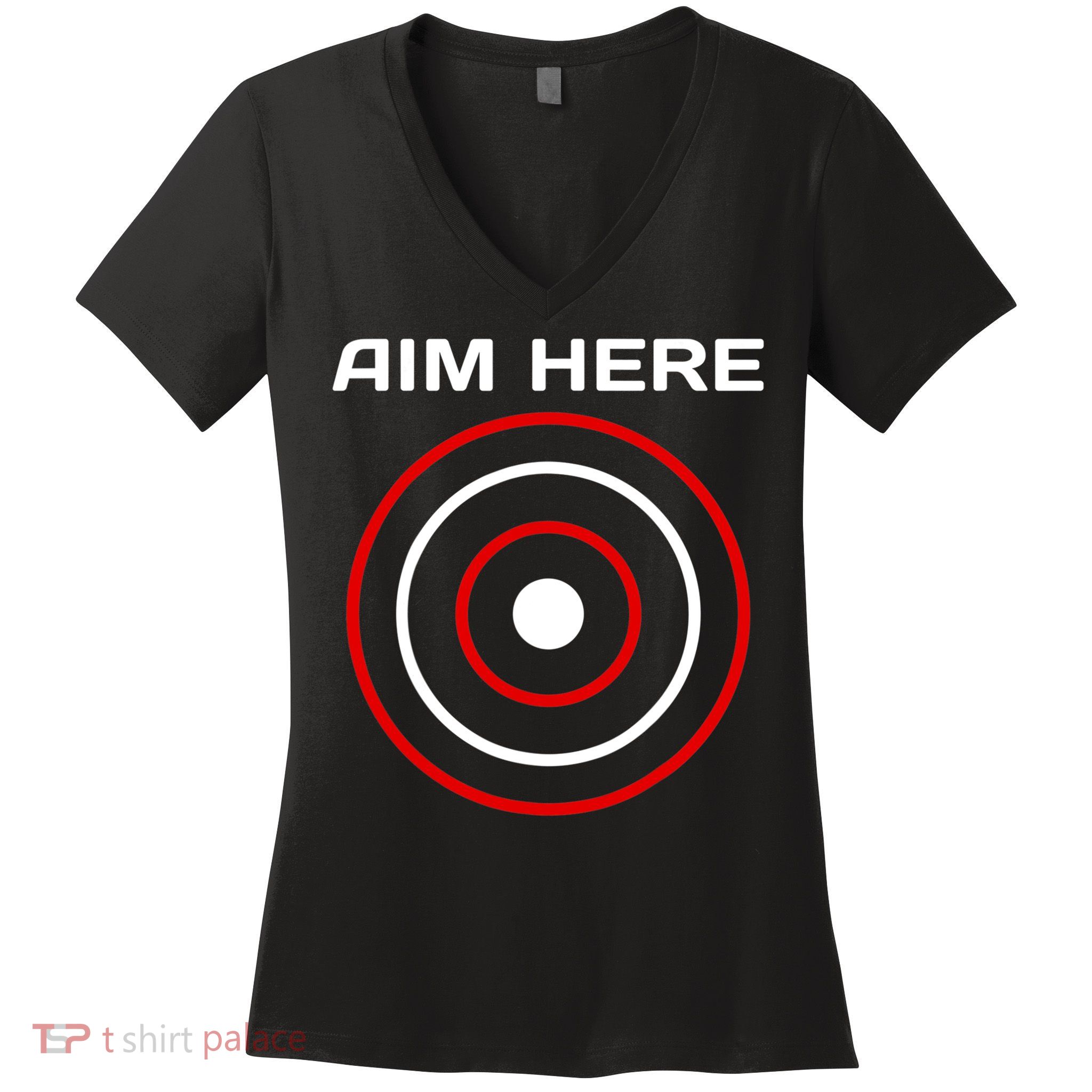 Aim Here Darts Players Bullseye Target Shooting Club Women's V-Neck T-Shirt