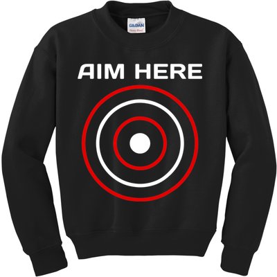 Aim Here Darts Players Bullseye Target Shooting Club Kids Sweatshirt