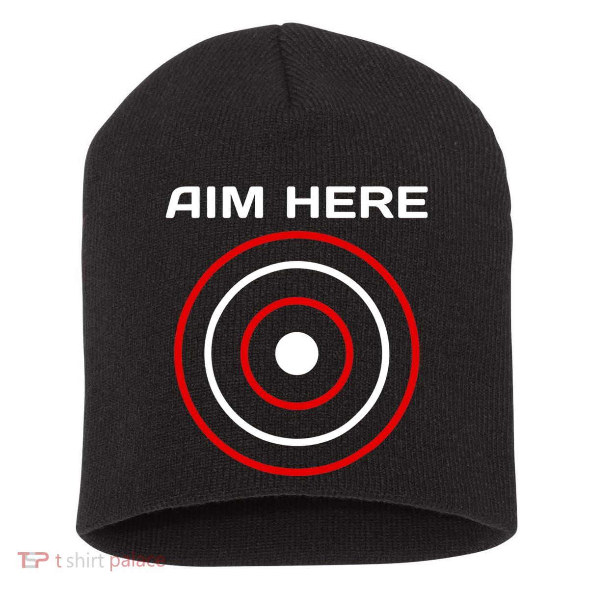 Aim Here Darts Players Bullseye Target Shooting Club Short Acrylic Beanie