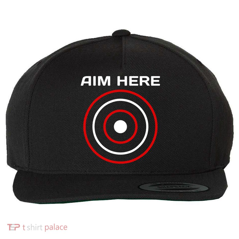 Aim Here Darts Players Bullseye Target Shooting Club Wool Snapback Cap