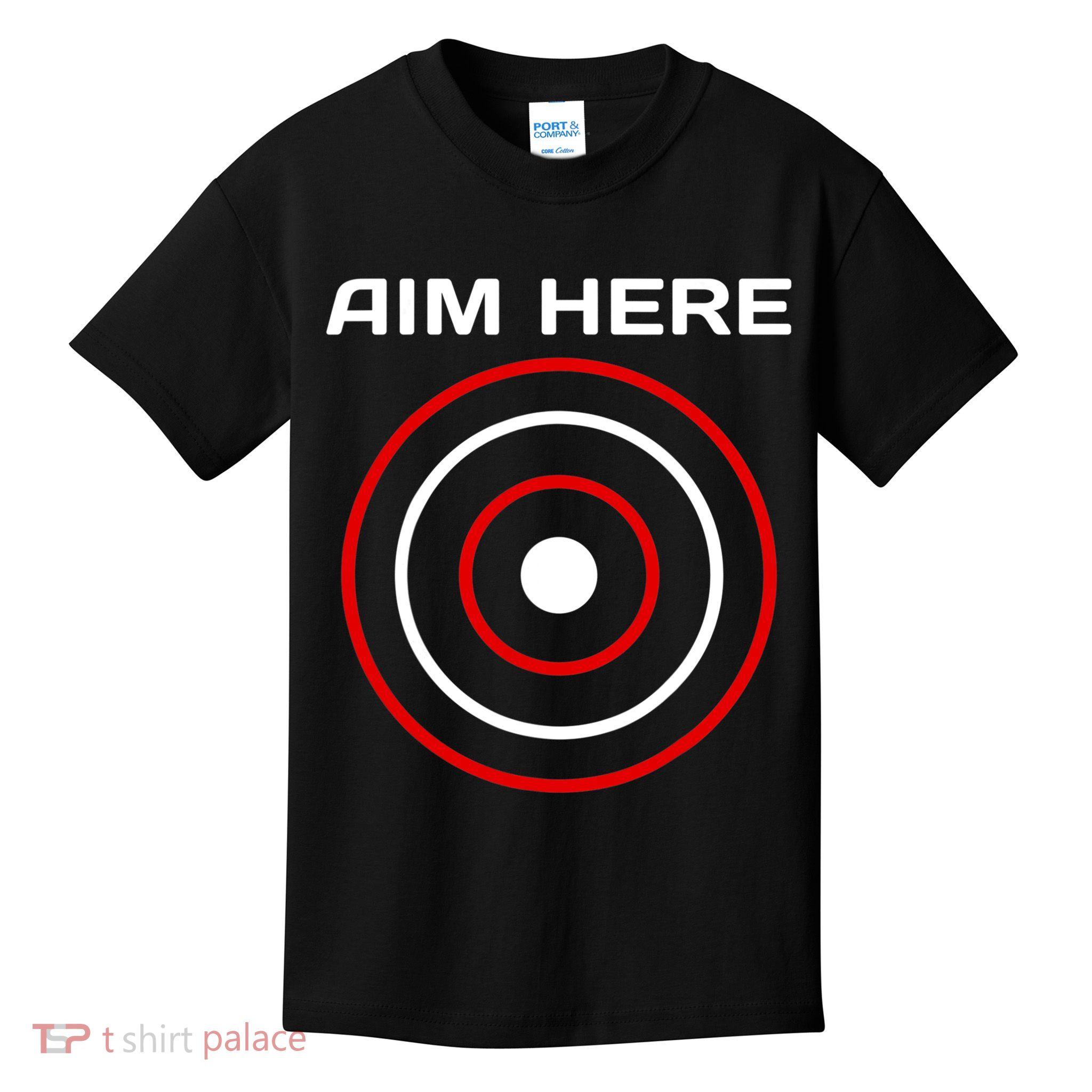 Aim Here Darts Players Bullseye Target Shooting Club Kids T-Shirt