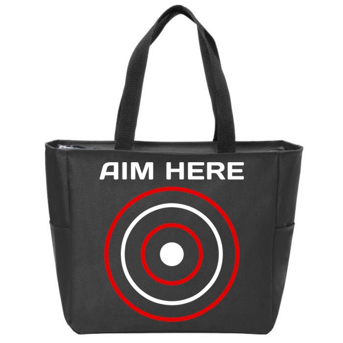 Aim Here Darts Players Bullseye Target Shooting Club Zip Tote Bag