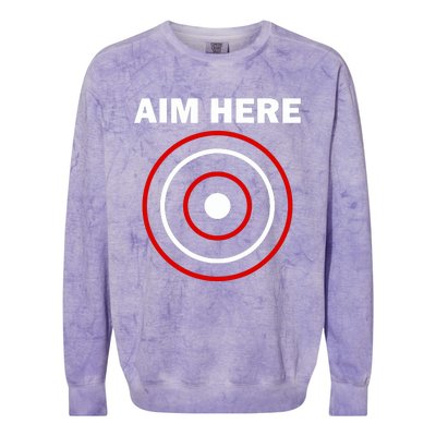 Aim Here Darts Players Target Shooting Colorblast Crewneck Sweatshirt