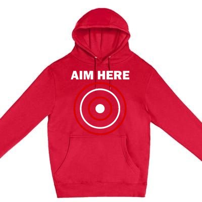 Aim Here Darts Players Target Shooting Premium Pullover Hoodie