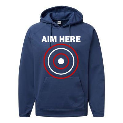 Aim Here Darts Players Target Shooting Performance Fleece Hoodie