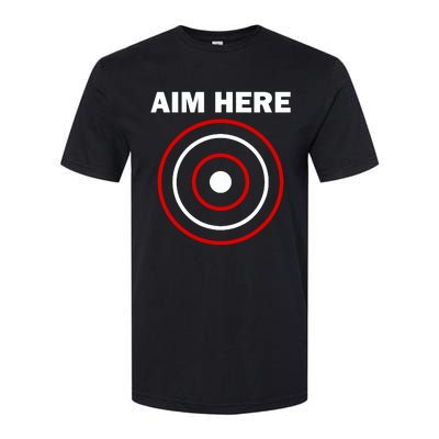 Aim Here Darts Players Target Shooting Softstyle CVC T-Shirt