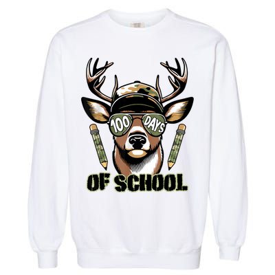Are Here Deer Hunting 100th Day Of School Garment-Dyed Sweatshirt