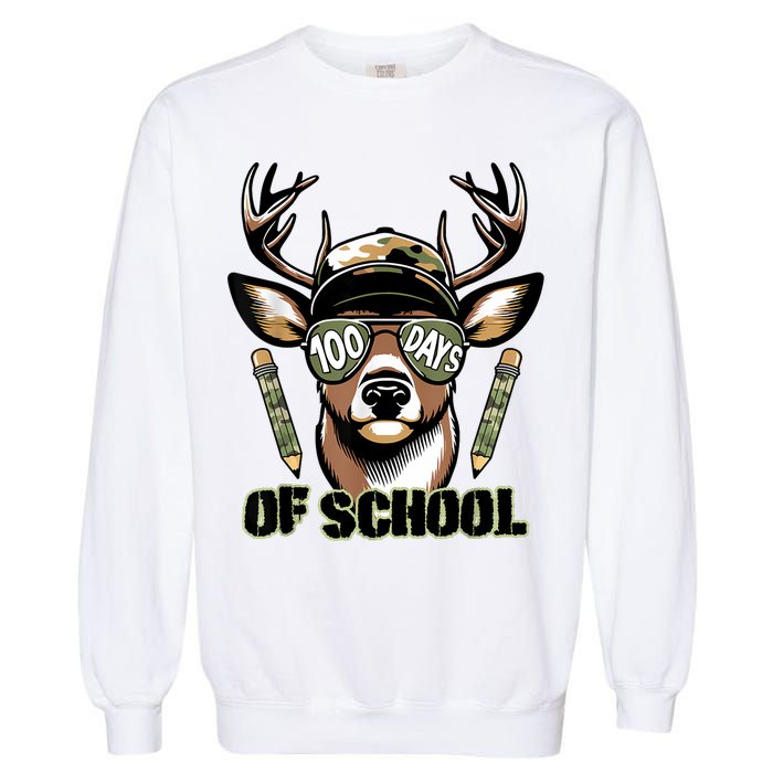 Are Here Deer Hunting 100th Day Of School Garment-Dyed Sweatshirt