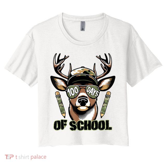 Are Here Deer Hunting 100th Day Of School Crop Top
