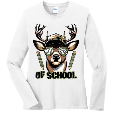 Are Here Deer Hunting 100th Day Of School Ladies Long Sleeve Shirt