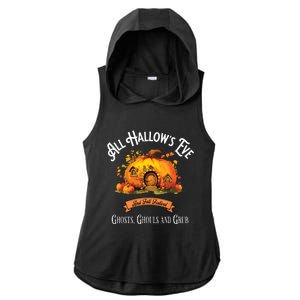 All Hallows Eve Ghosts Ghouls And Grub Halloween Ladies PosiCharge Tri-Blend Wicking Draft Hoodie Tank