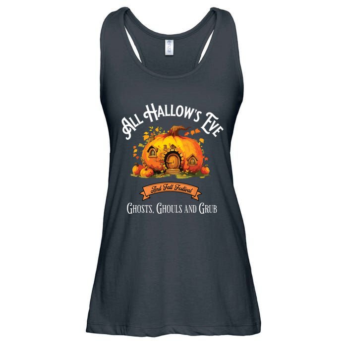 All Hallows Eve Ghosts Ghouls And Grub Halloween Ladies Essential Flowy Tank