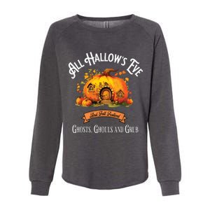 All Hallows Eve Ghosts Ghouls And Grub Halloween Womens California Wash Sweatshirt