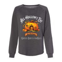 All Hallows Eve Ghosts Ghouls And Grub Halloween Womens California Wash Sweatshirt