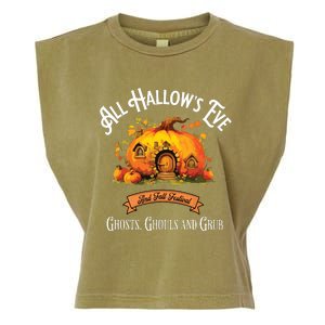 All Hallows Eve Ghosts Ghouls And Grub Halloween Garment-Dyed Women's Muscle Tee