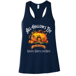 All Hallows Eve Ghosts Ghouls And Grub Halloween Women's Racerback Tank